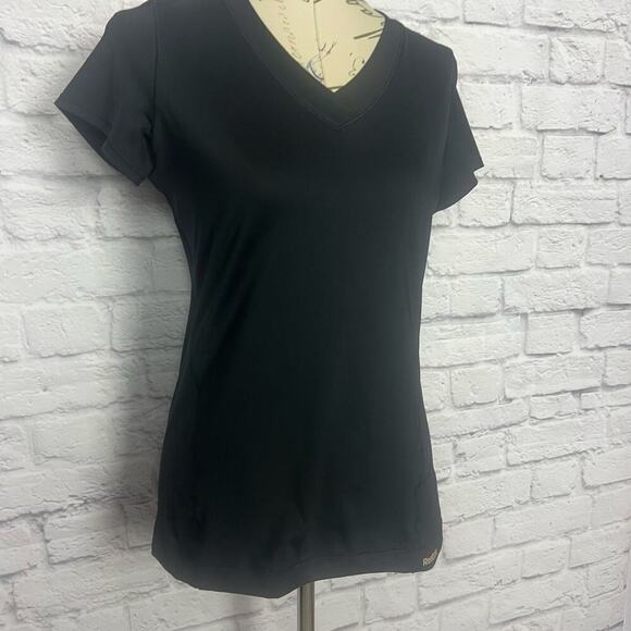 Rebook Play Dry Black Sports T-Shirt Women Size Medium - Picture 2 of 6